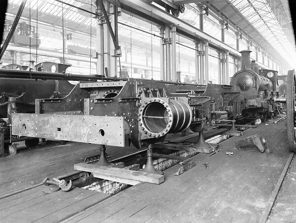 Locomotive in the erecting shop at Derby works, 1902