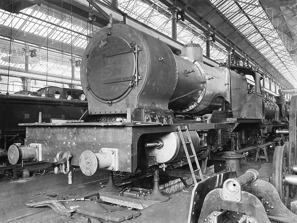 Locomotive in the erecting shop at Derby works, 1902
