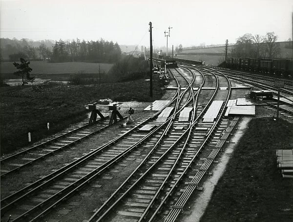 Looking south towards London at Audley End Junction. Line in foreground branch running line