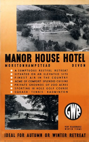 Manor House Hotel, , GWR poster, 1923-1947