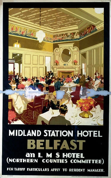 Midland Station Hotel, Belfast, LMS poster, 1923-1947