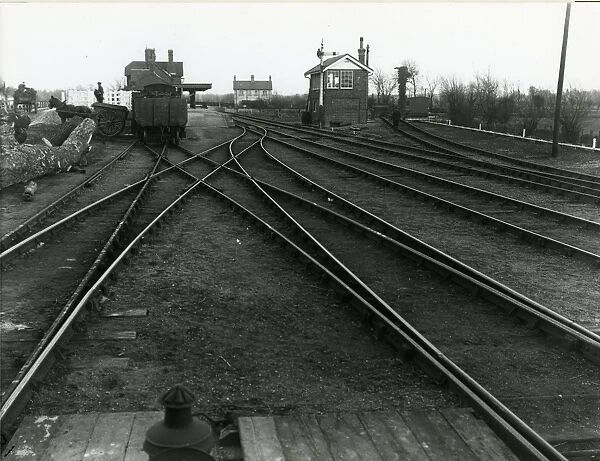 Mildenhall, view from corner of goods shed looking into station, the turntable is