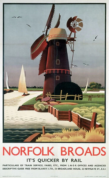 Norfolk Broads, LNER poster, 1939