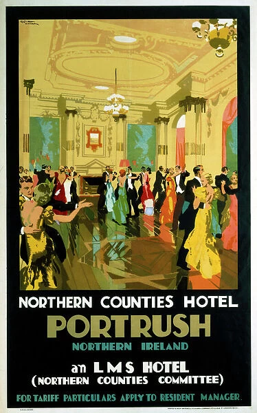 Northern Counties Hotel, Portrush, LMS poster, 1923-1947