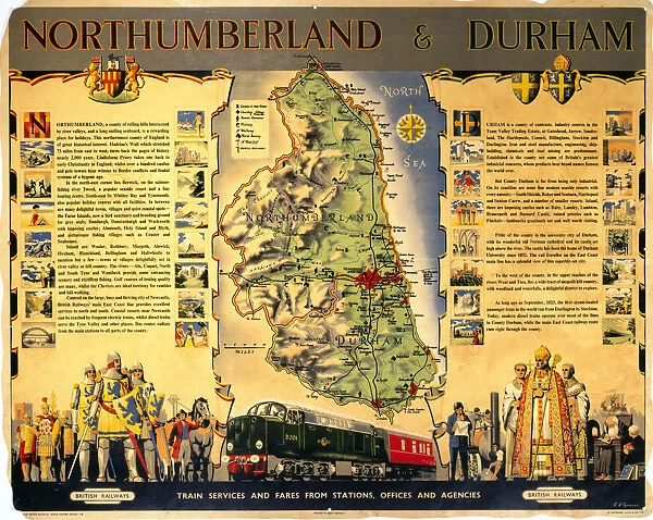Northumberland and Durham, BR poster, c 1950