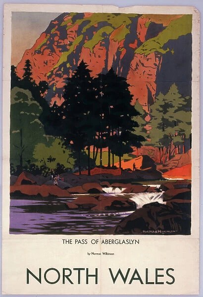 The Pass of Aberglaslyn, Gwynedd, North Wales, LMS poster, 1945