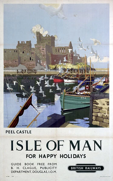 Peel Castle, Isle of Man, BR poster, 1949