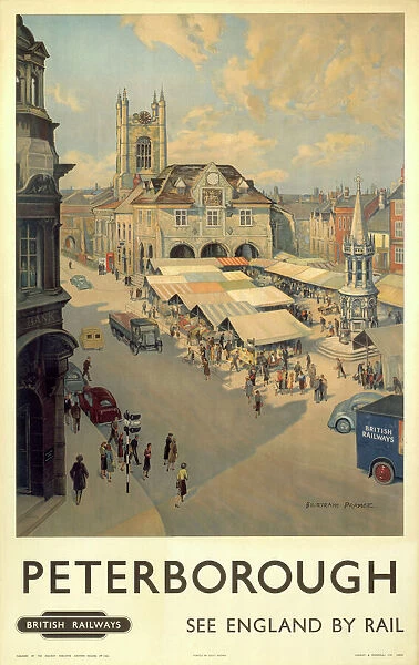 Peterborough market place, BR poster, 1950-1959