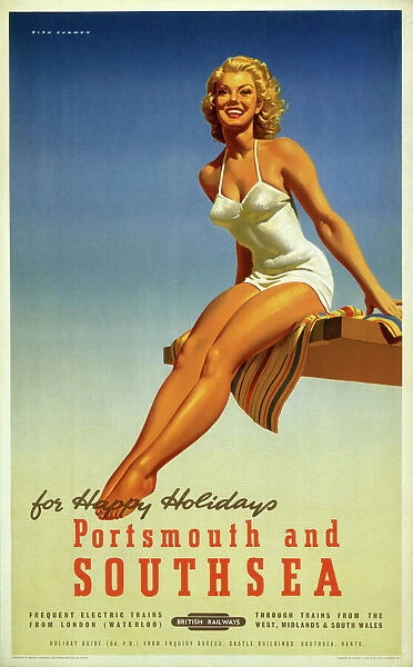 Portsmouth and Southsea, BR poster, 1950s