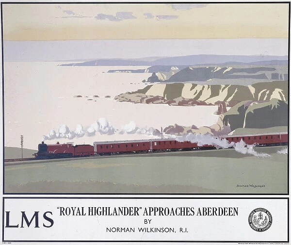 Poster produced for London, Midland & Scottish Railway (LMSR) promoting train services to Aberdeen