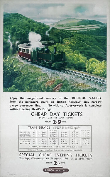 Rheidol Valley - Cheap Day Tickets, BR poster, 1948-1965