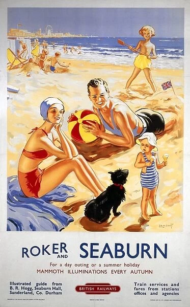 Roker and Seaburn, BR poster, 1953