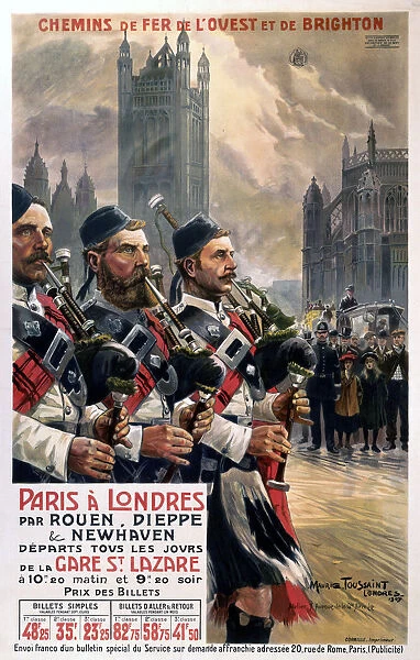 Scots pipers, LBSCR poster, 1907