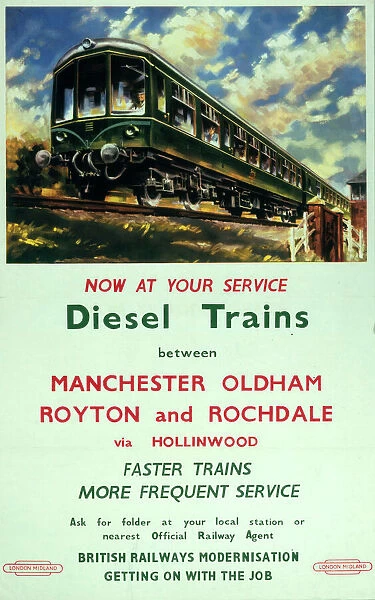Now at you service - Diesel trains... BR (LMR) poster, 1950