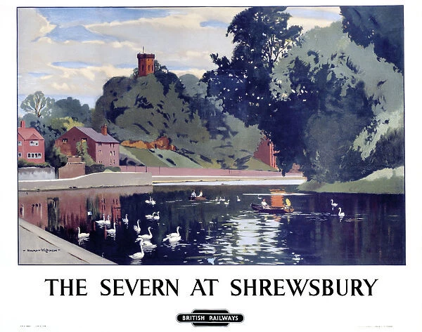 The Severn at Shrewsbury, BR poster, c 1950s