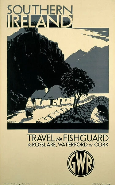 Southern Ireland - Travel via Fishguard, GWR poster, 1923-1947
