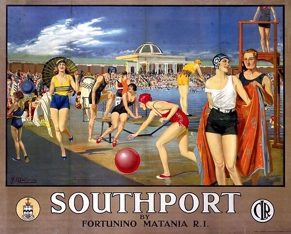 Southport by Fortunino Matania, railway poster, c 1930s