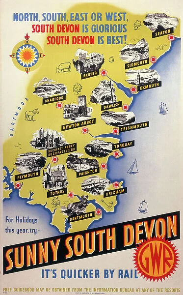Sunny South Devon, GWR poster, 1923-1947