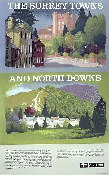 The Surrey Towns and North Downs, BR poster, 1950s