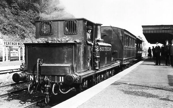 Terrier class steam train Newport, Ventnor West, England, c 1925