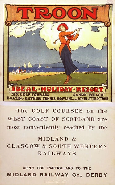 Troon - Ideal Holiday Resort, MR / G&SWR poster, c 1920