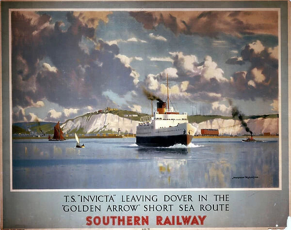 TS Invicta leaving Dover, SR poster, 1946