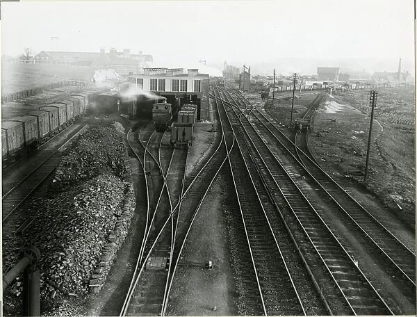 View looking east at Bury St Edmunds station in about 1910. In the foreground are