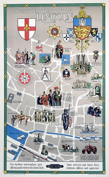 Visit the Ancient City of Lincoln, BR (ER) poster, 1948-1965