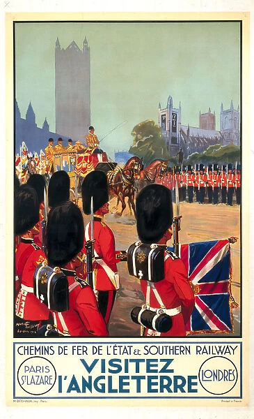 Visitez l Angleterre, Chemins de Fer de l Etat and SR poster, 1932