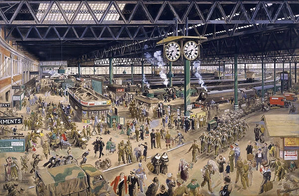 Waterloo Station, watercolour for an SR poster, 1948