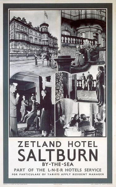 Zetland Hotel, Saltburn-by-the-Sea, LNER poster, c 1930s