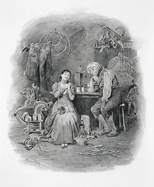 Caleb Plummer and his blind daughter, from Charles Dickens