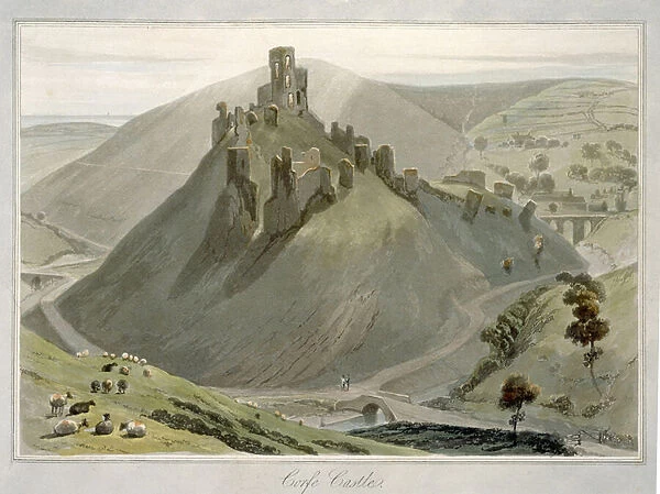 Corfe Castle, from A Voyage Around Great Britain Undertaken between the Years 1814
