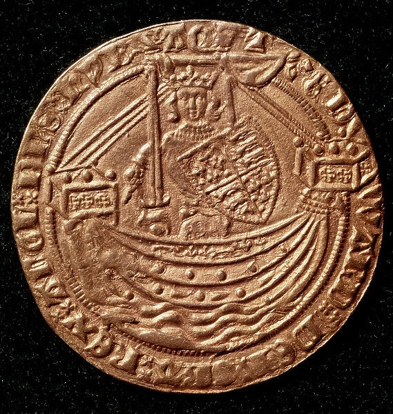 Currency: Ecu of Edward III of England (1327-1377). The king standing on a ship rising