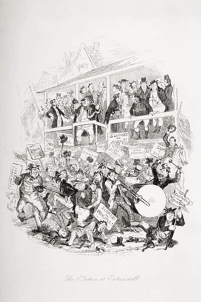 The election at Eatanswill, illustration from The Pickwick Papers by Charles Dickens