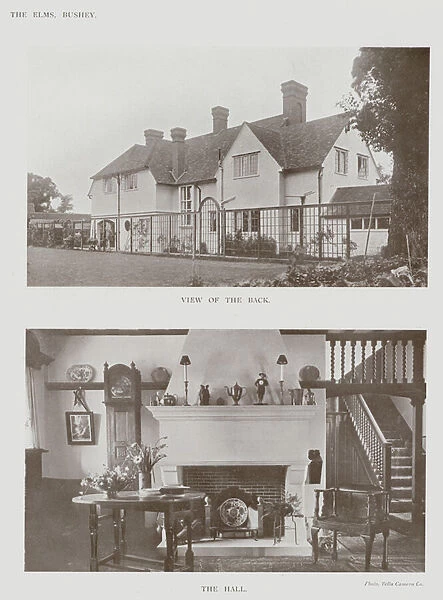 The Elms, Bushey, View of the Back, The Hall (b  /  w photo)