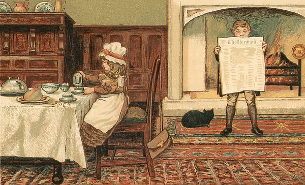 Home Life: Children in the Dining Room, 1881 (chromolithograph)
