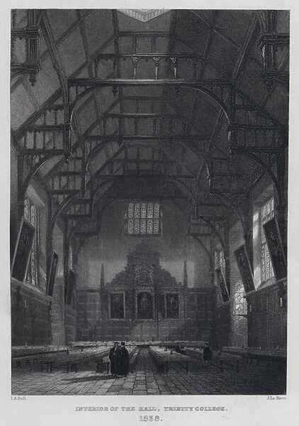 Interior of the Hall, Trinity College, 1838 (engraving)