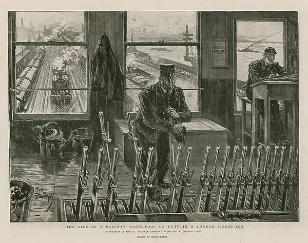 The life of a railway signalman on duty in a London signal-box (engraving)