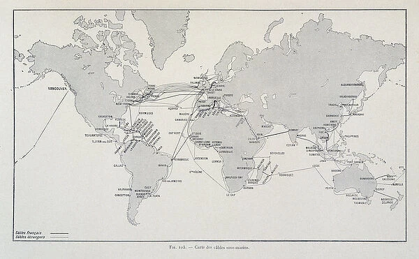 Map of submarine cables worldwide - in 'Through electricity'by G