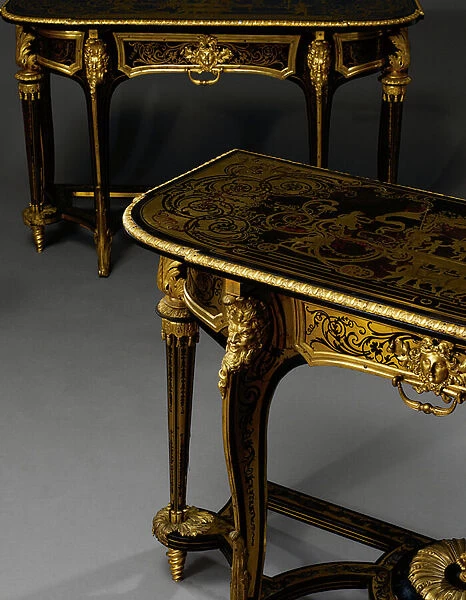 Matched pair of Louis XIV pier tables, c. 1710 (ormolu mounted & Boulle brass inlaid