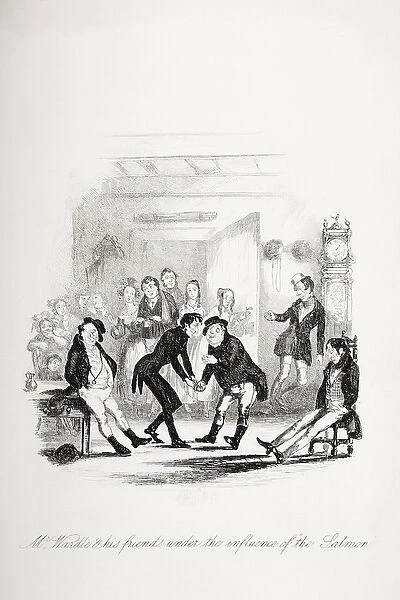 Mr. Wardle and his friends under the influence of the salmon, illustration from The
