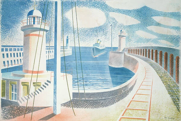 Newhaven Harbour (litho)