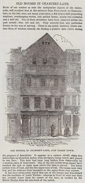 Old Houses, in Chancery-Lane, just taken down (engraving)