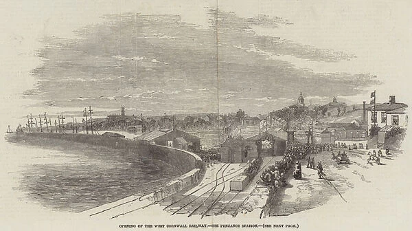 Opening of the West Cornwall Railway, the Penzance Station (engraving)