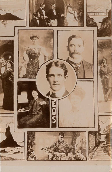 Postcard relating to EOS, seemingly a theatrical or operatic group (b  /  w photo)