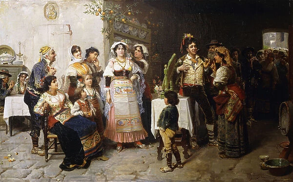 Preparations for the Wedding, (oil on canvas)