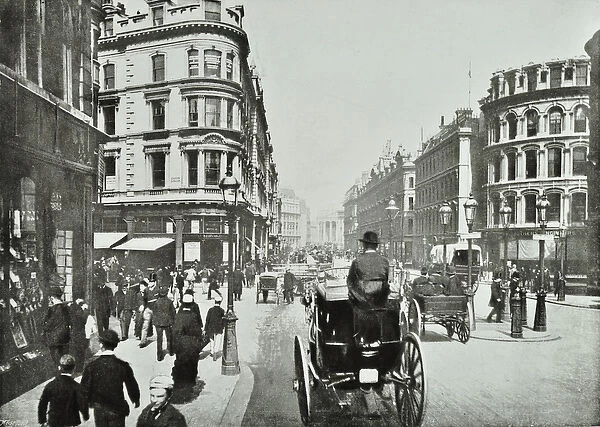 Queen Victoria Street, looking east from Queen Street, City of London, 1890 (b  /  w photo)