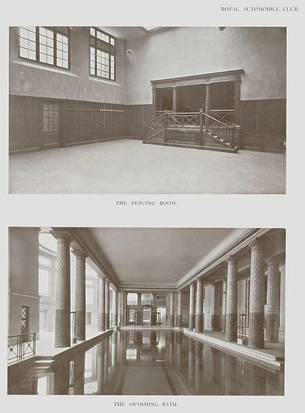 Royal Automobile Club, The Fencing Room, The Swimming Bath (b  /  w photo)