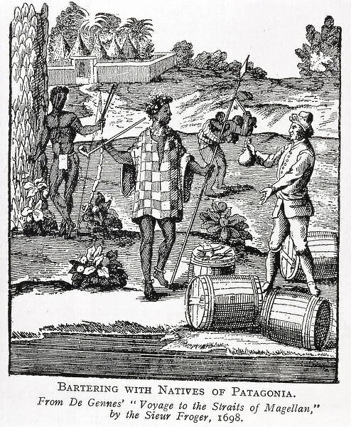 Spaniard Bartering with Natives of Patagonia, from de Gennes Voyage to